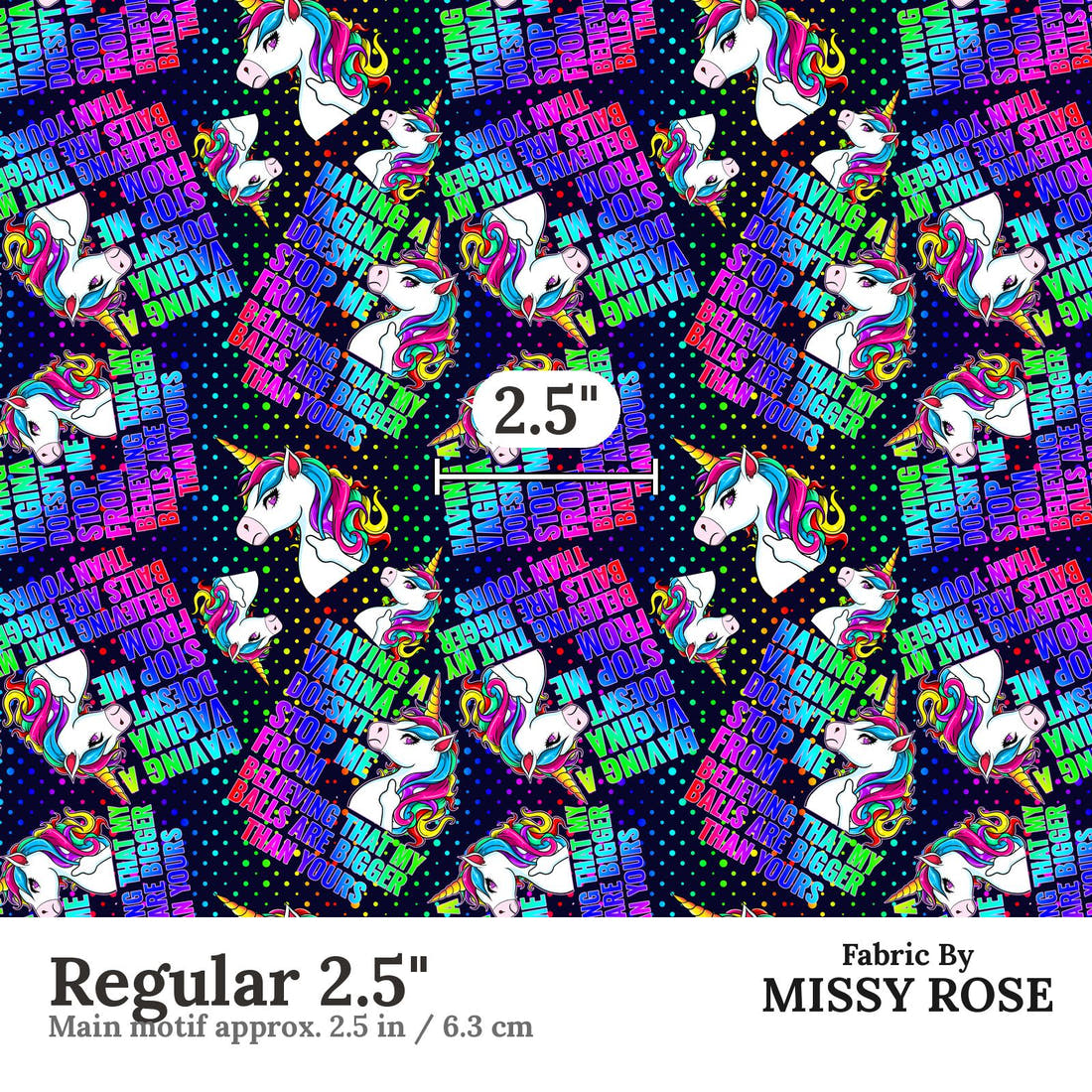 Profanity Fabric 395 Regular 2.5 inch print scale guide | Fabric by Missy Rose