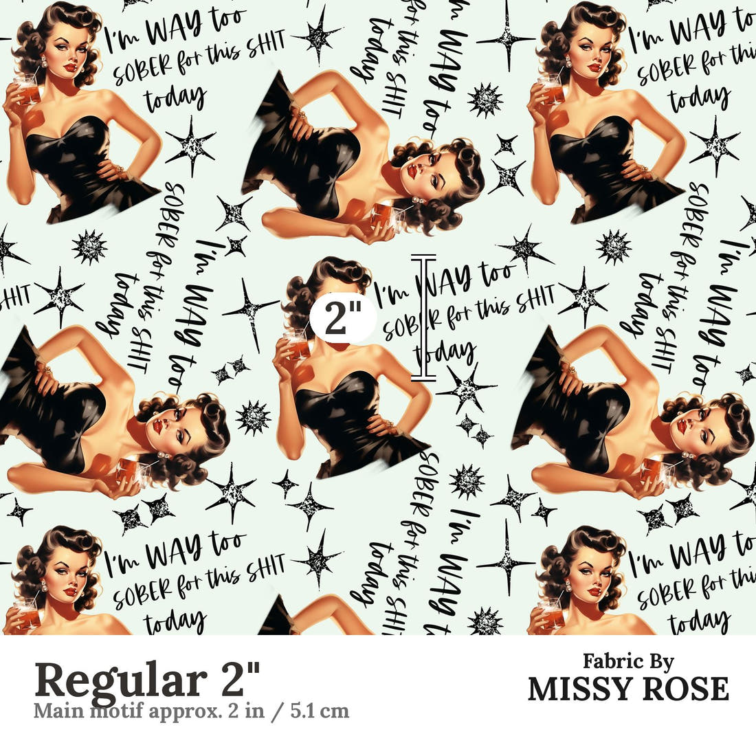 Profanity Fabric 396 Regular 2 inch print scale guide | Fabric by Missy Rose