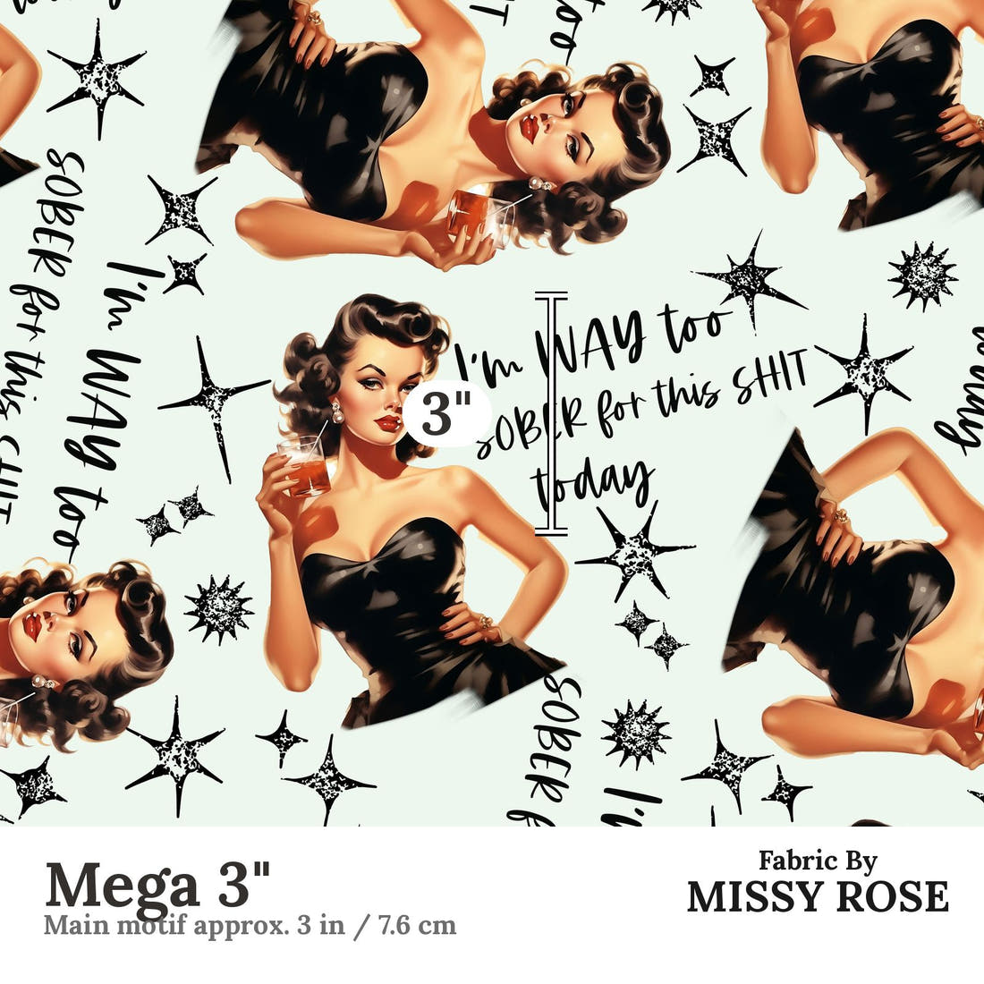 Profanity Fabric 396 Mega 3 inch print scale guide | Fabric by Missy Rose