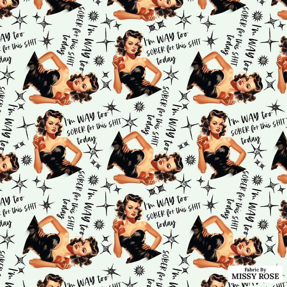 Profanity Fabric 396 - flat view of the print, zoom in for detail | Fabric by Missy Rose