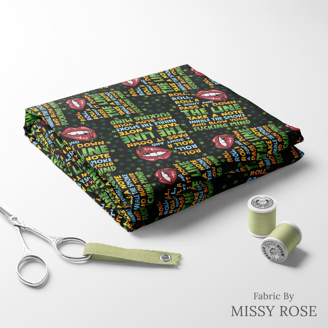 Profanity Fabric 397 folded fabric stack with matching thread - pre-order fabric Australia | Fabric by Missy Rose