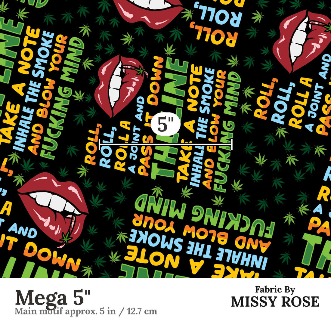 Profanity Fabric 397 Mega 5 inch print scale guide | Fabric by Missy Rose