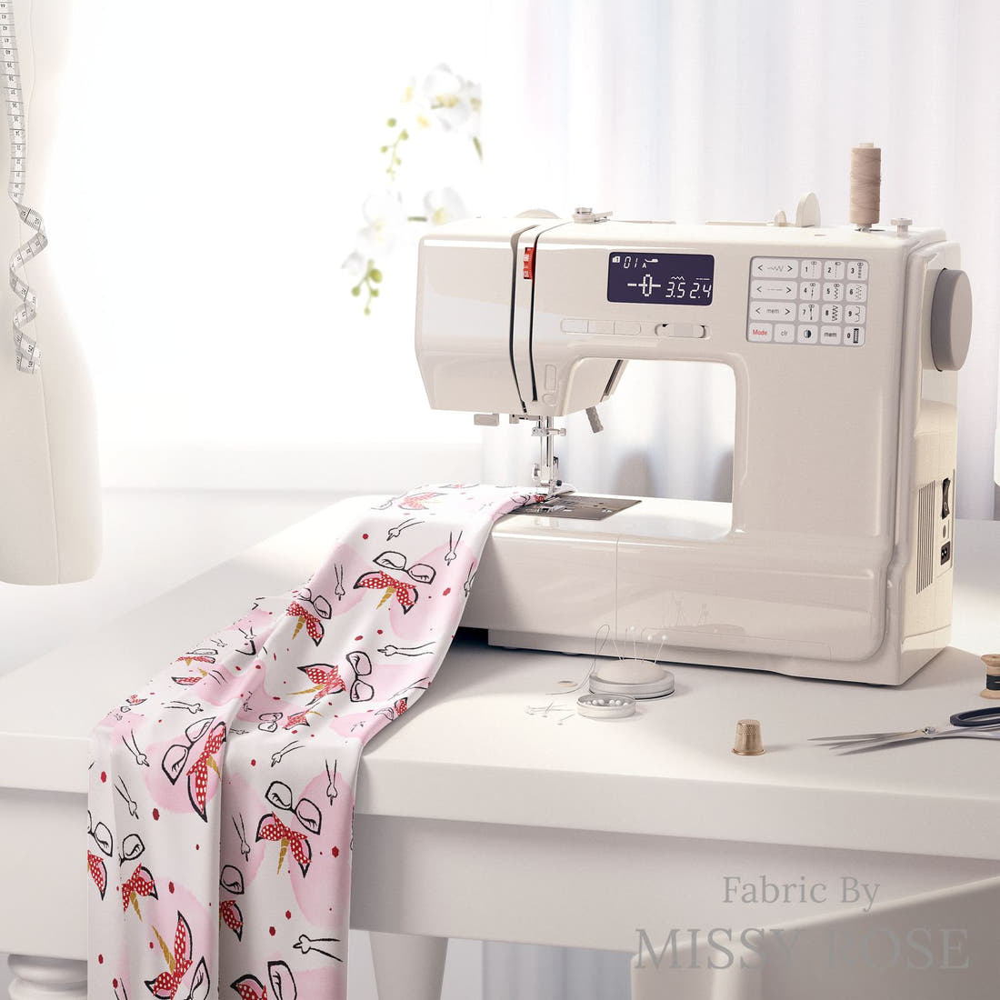 Profanity Fabric 40 on a sewing machine - premium fabric for sewing projects | Fabric by Missy Rose