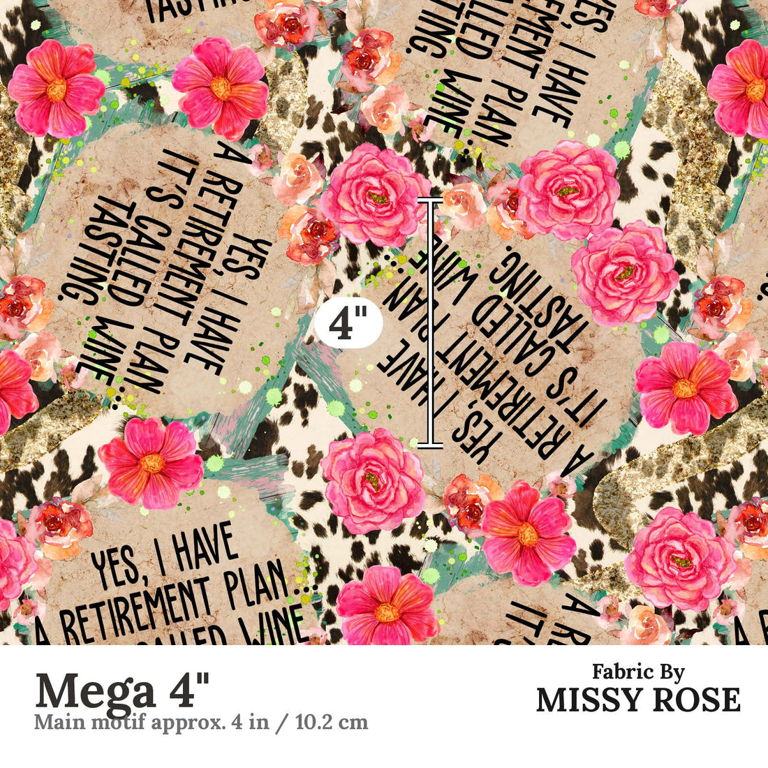 Profanity Fabric 400 Mega 4 inch print scale guide | Fabric by Missy Rose