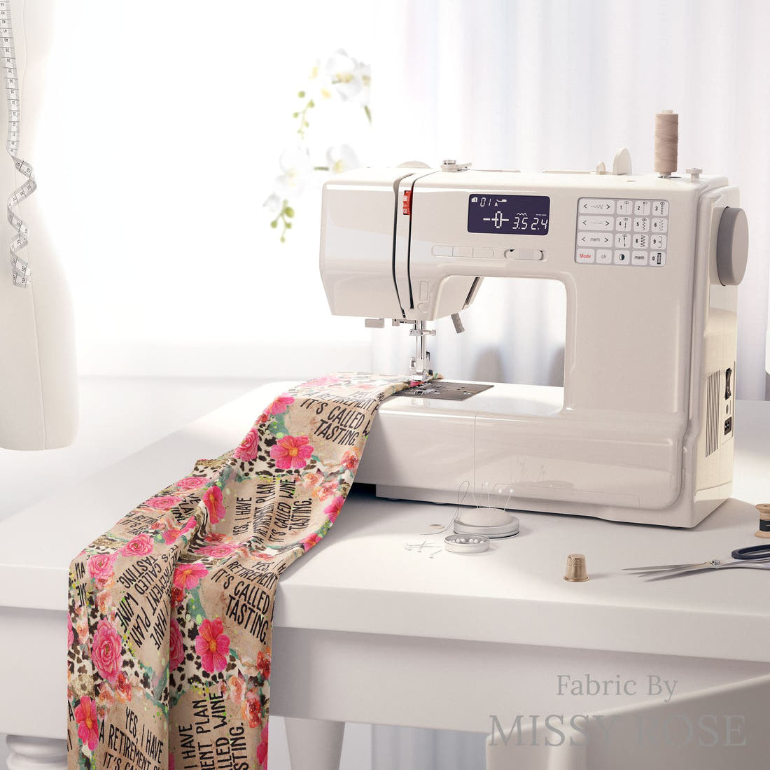 Profanity Fabric 400 on a sewing machine - premium fabric for sewing projects | Fabric by Missy Rose