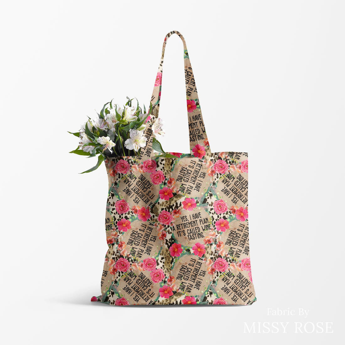 Profanity Fabric 400 made up as a tote bag - see how the print looks made up | Fabric by Missy Rose