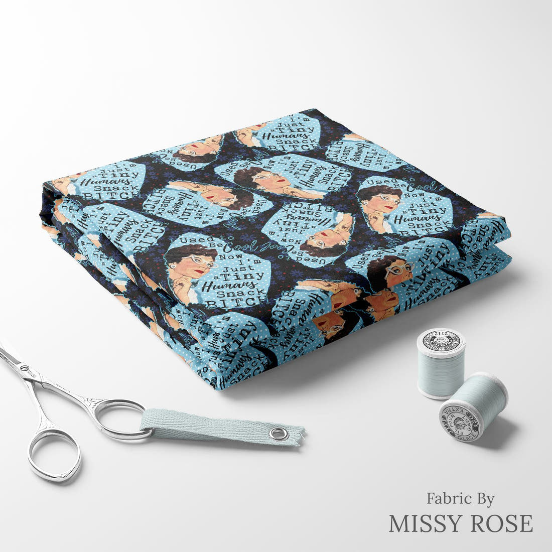 Profanity Fabric 401 folded fabric stack with matching thread - pre-order fabric Australia | Fabric by Missy Rose