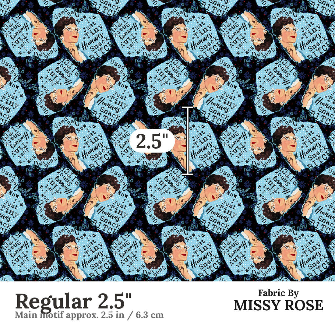 Profanity Fabric 401 Regular 2.5 inch print scale guide | Fabric by Missy Rose