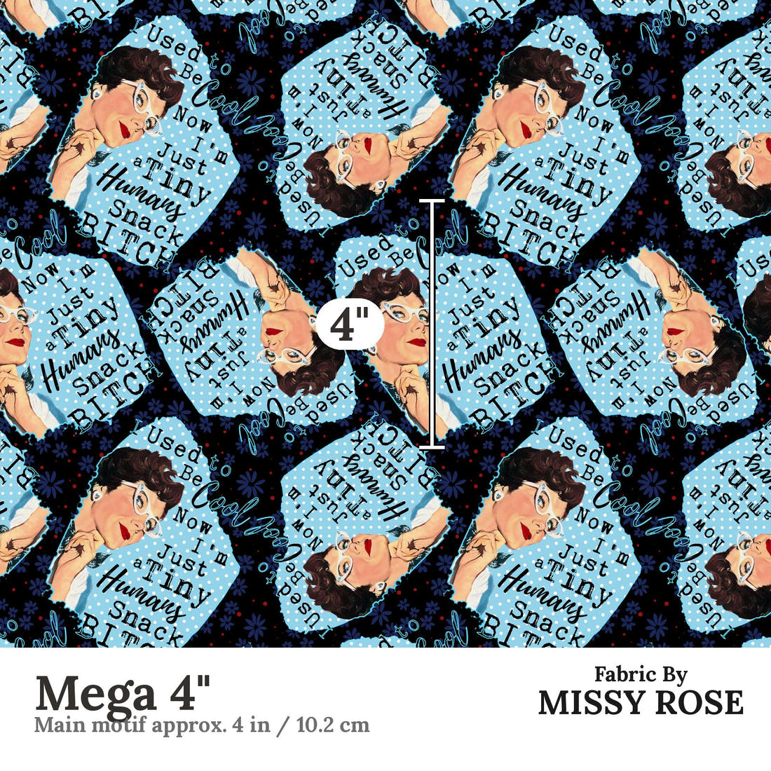Profanity Fabric 401 Mega 4 inch print scale guide | Fabric by Missy Rose