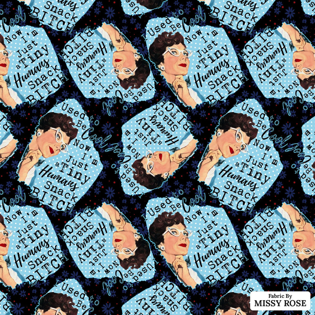 Profanity Fabric 401 - flat view of the print, zoom in for detail | Fabric by Missy Rose