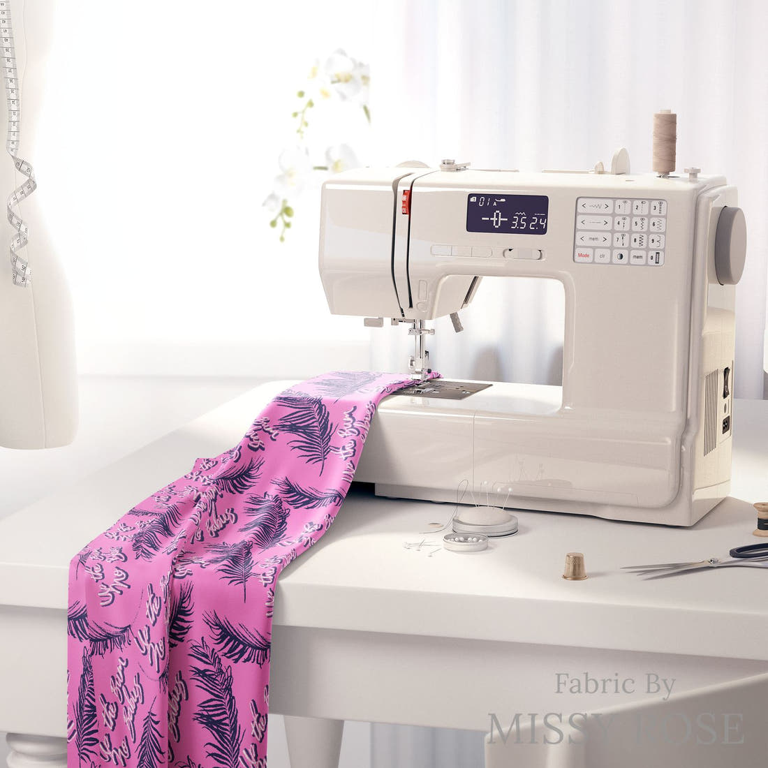 Profanity Fabric 402 on a sewing machine - premium fabric for sewing projects | Fabric by Missy Rose