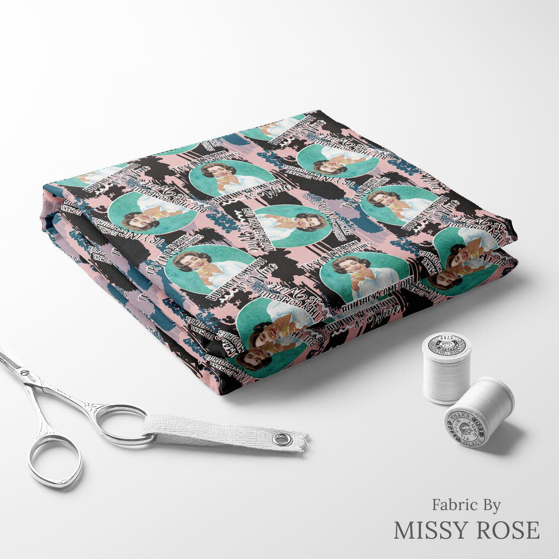 Profanity Fabric 403 folded fabric stack with matching thread - pre-order fabric Australia | Fabric by Missy Rose