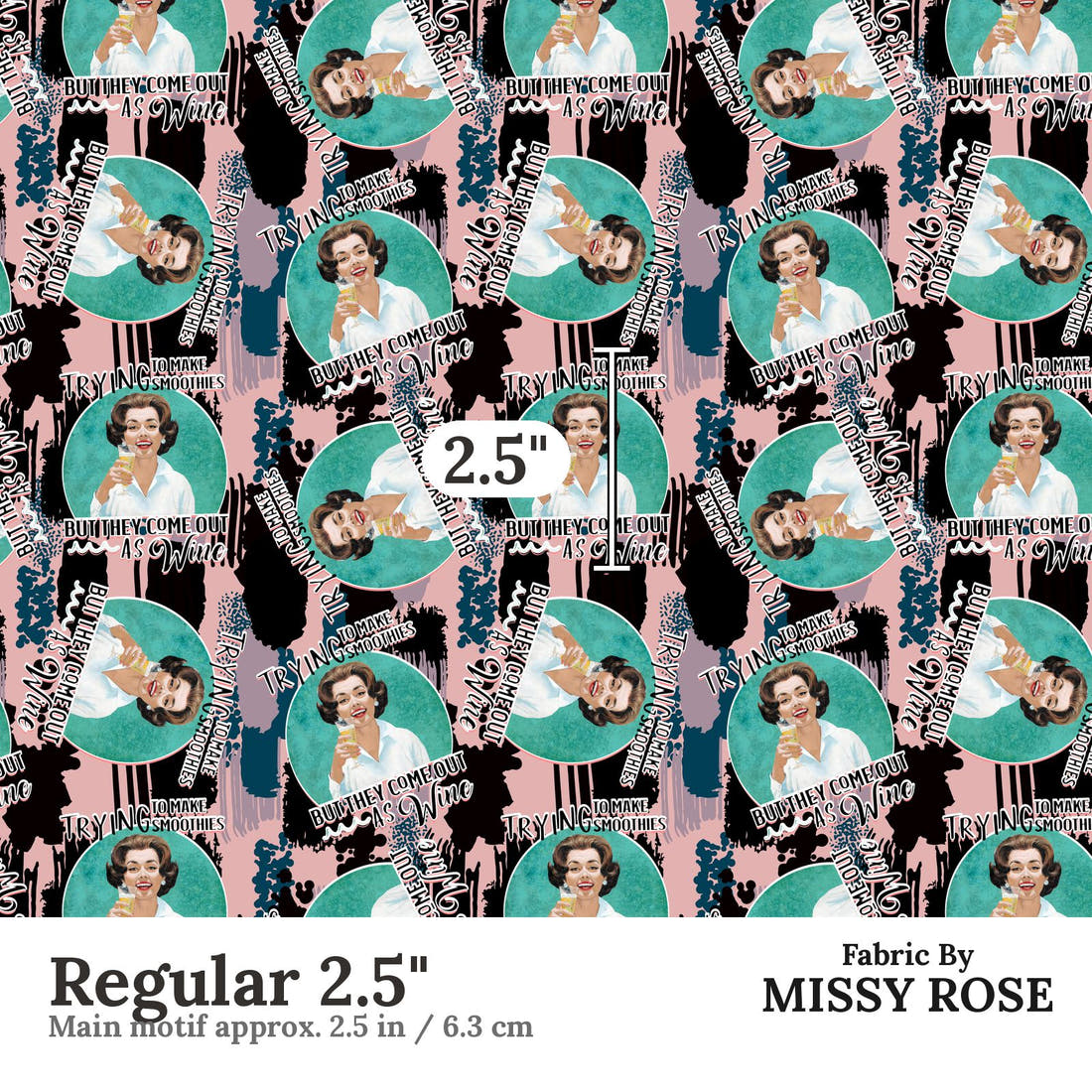 Profanity Fabric 403 Regular 2.5 inch print scale guide | Fabric by Missy Rose