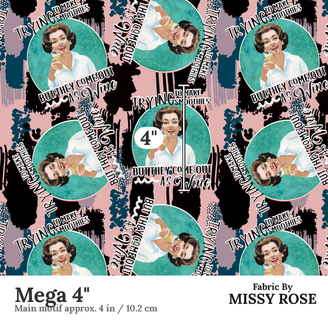 Profanity Fabric 403 Mega 4 inch print scale guide | Fabric by Missy Rose