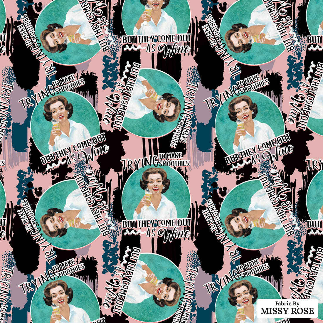 Profanity Fabric 403 - flat view of the print, zoom in for detail | Fabric by Missy Rose