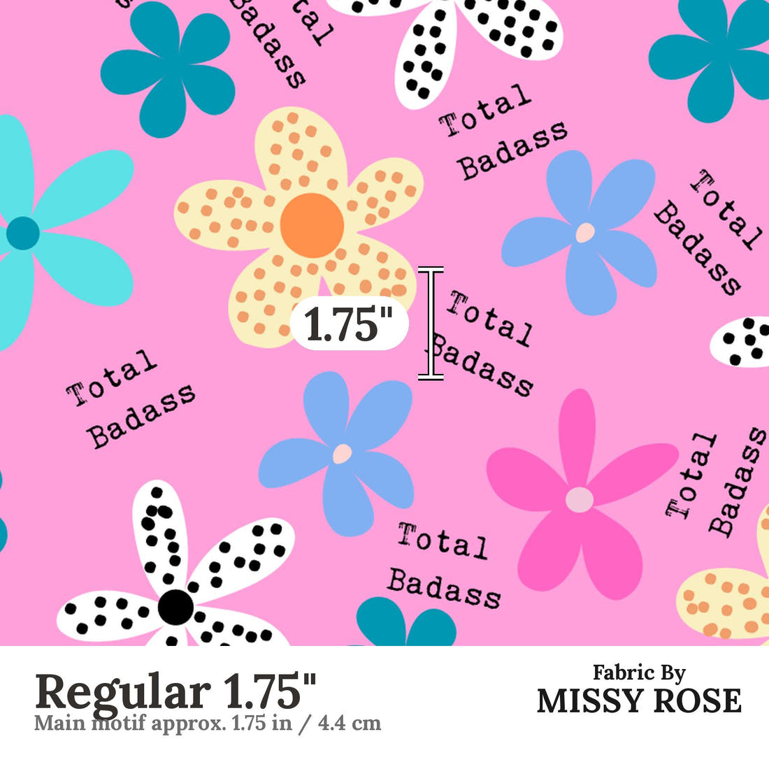 Profanity Fabric 404 Regular 1.75 inch print scale guide | Fabric by Missy Rose