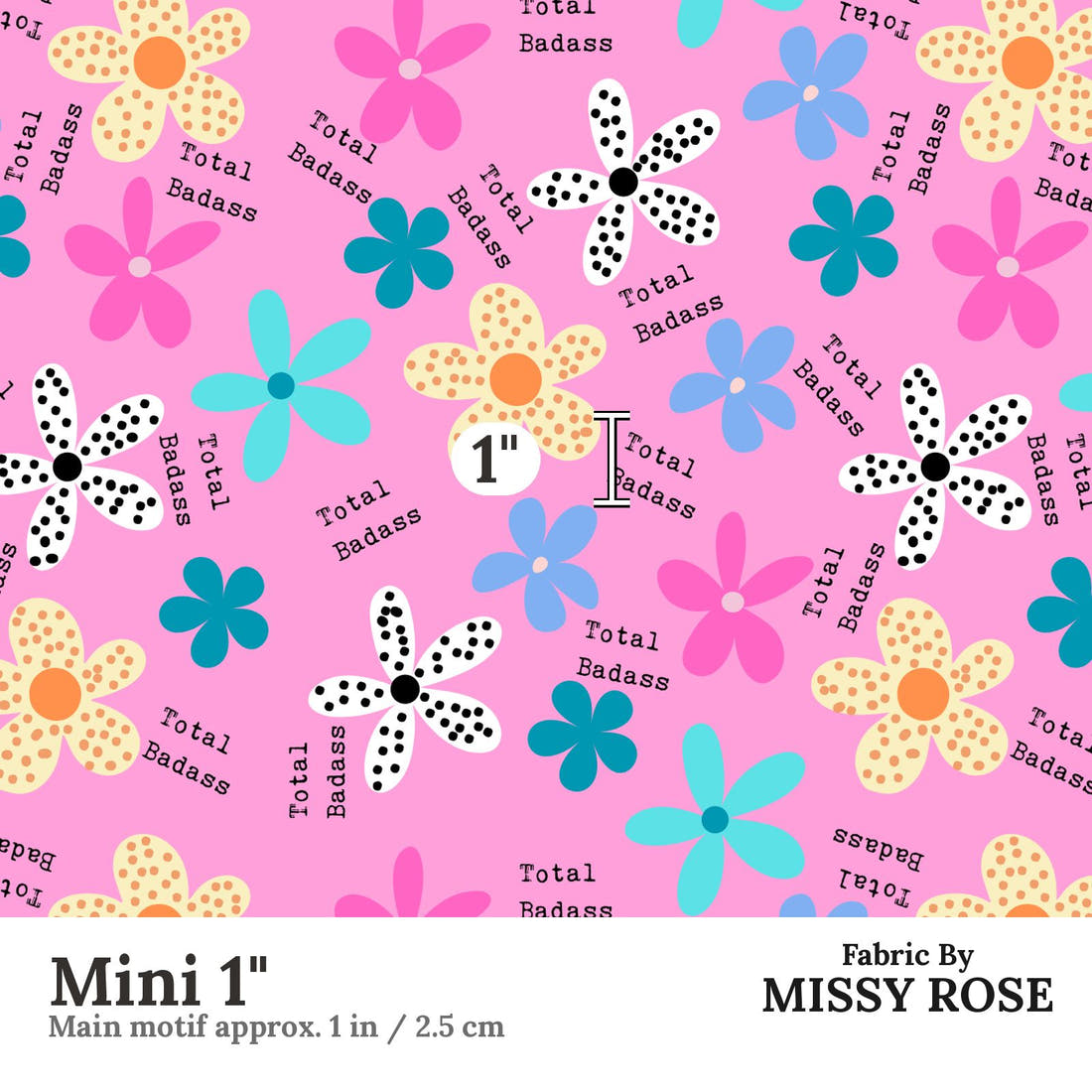 Profanity Fabric 404 Mini 1 inch print scale guide | Fabric by Missy Rose
