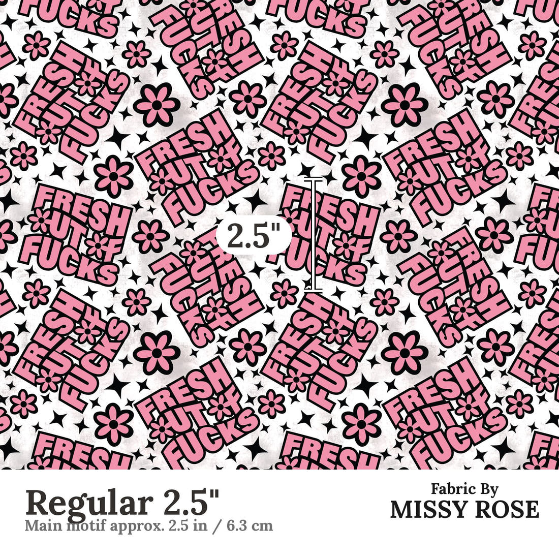Profanity Fabric 405 Regular 2.5 inch print scale guide | Fabric by Missy Rose