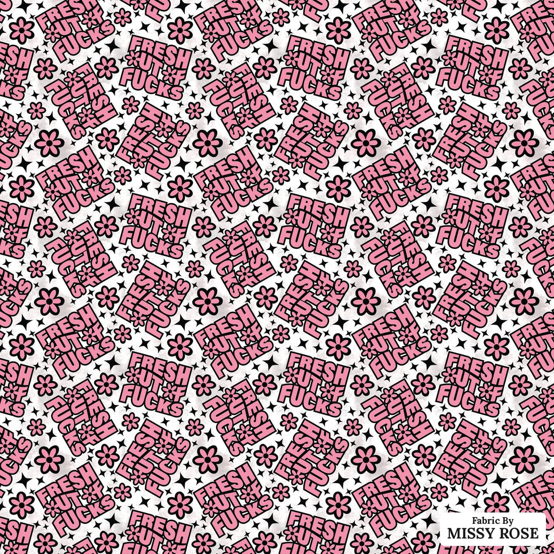 Profanity Fabric 405 - flat view of the print, zoom in for detail | Fabric by Missy Rose