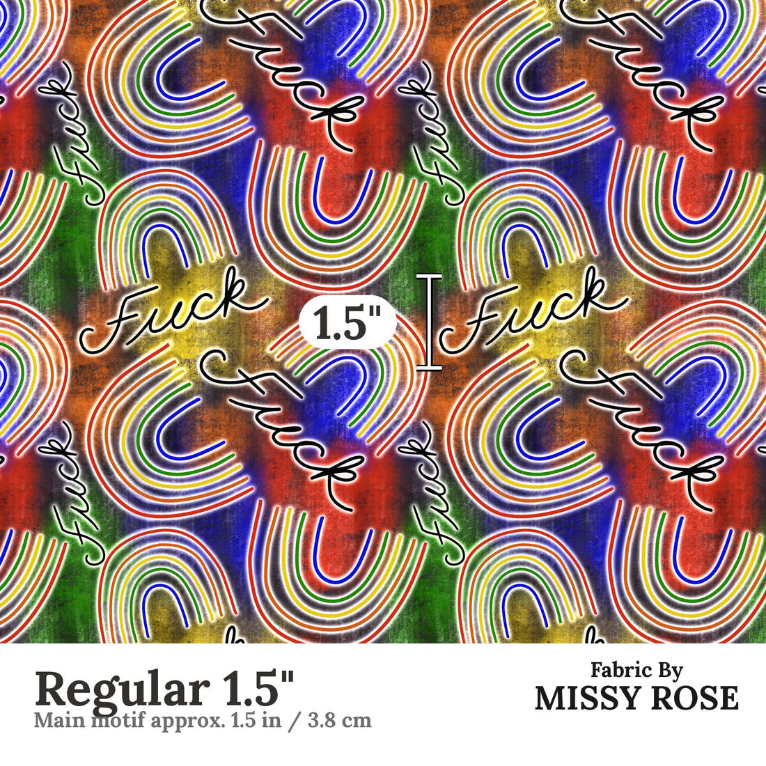 Profanity Fabric 408 Regular 1.5 inch print scale guide | Fabric by Missy Rose