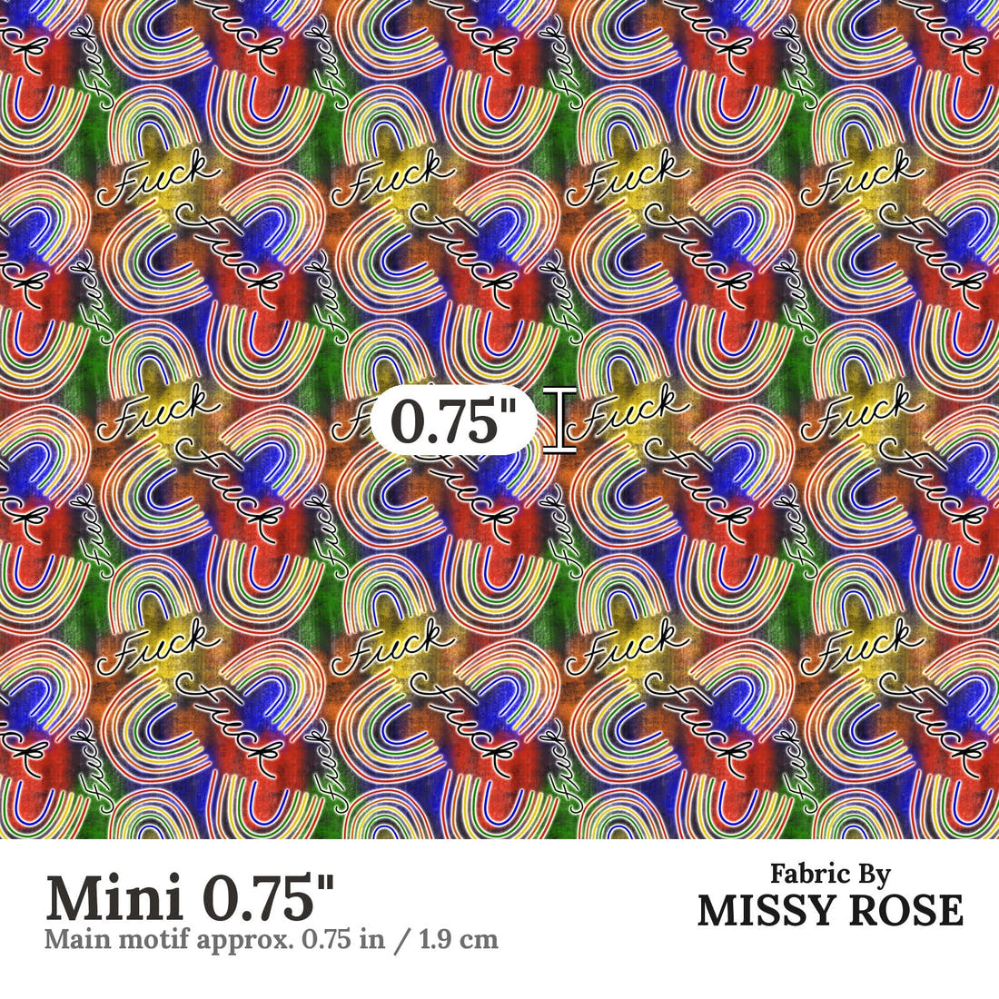 Profanity Fabric 408 Mini 0.75 inch print scale guide | Fabric by Missy Rose