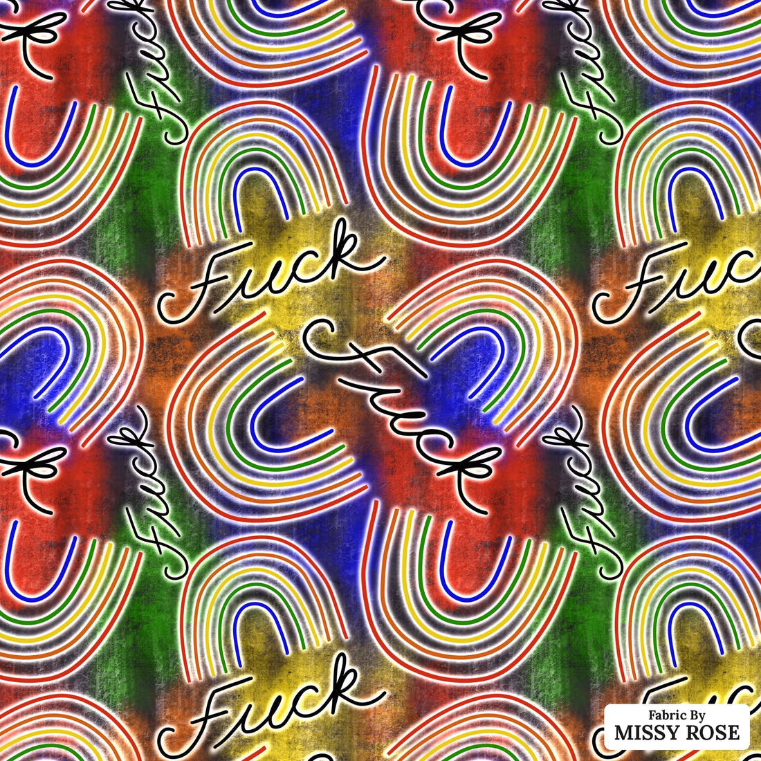 Profanity Fabric 408 - flat view of the print, zoom in for detail | Fabric by Missy Rose