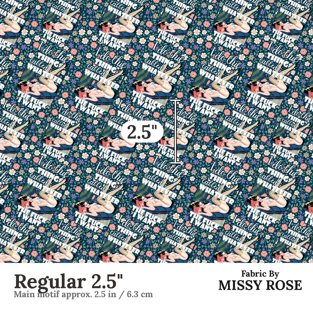 Profanity Fabric 41 Regular 2.5 inch print scale guide | Fabric by Missy Rose