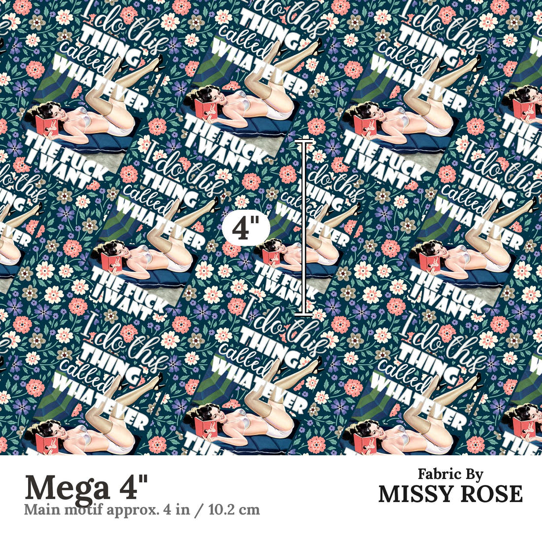 Profanity Fabric 41 Mega 4 inch print scale guide | Fabric by Missy Rose