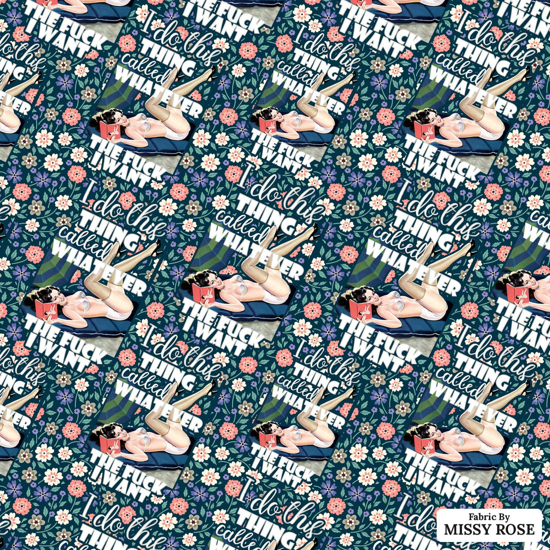 Profanity Fabric 41 - flat view of the print, zoom in for detail | Fabric by Missy Rose