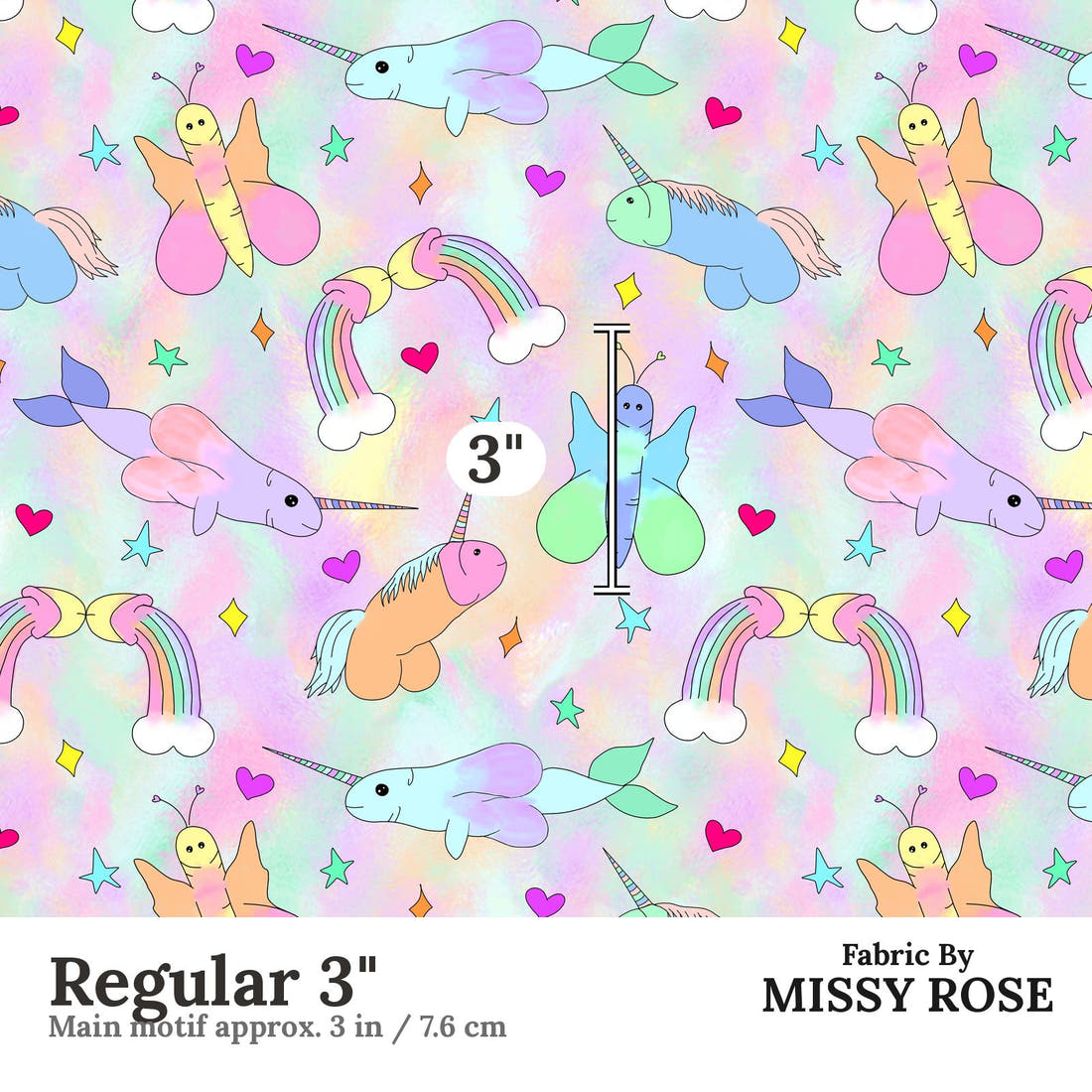 Profanity Fabric 410 Regular 3 inch print scale guide | Fabric by Missy Rose