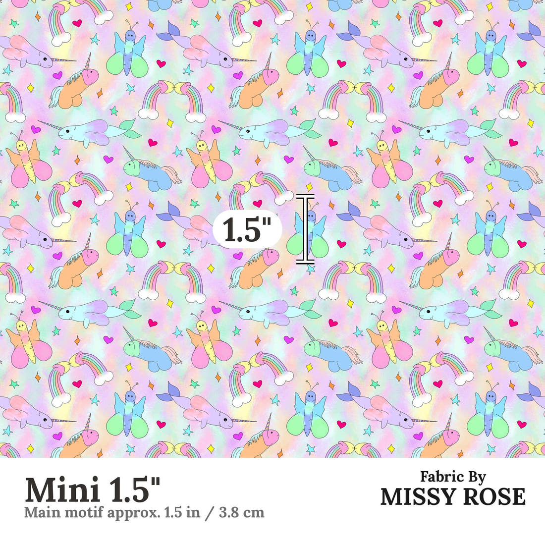 Profanity Fabric 410 Mini 1.5 inch print scale guide | Fabric by Missy Rose