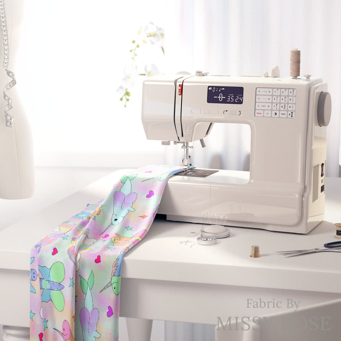 Profanity Fabric 410 on a sewing machine - premium fabric for sewing projects | Fabric by Missy Rose