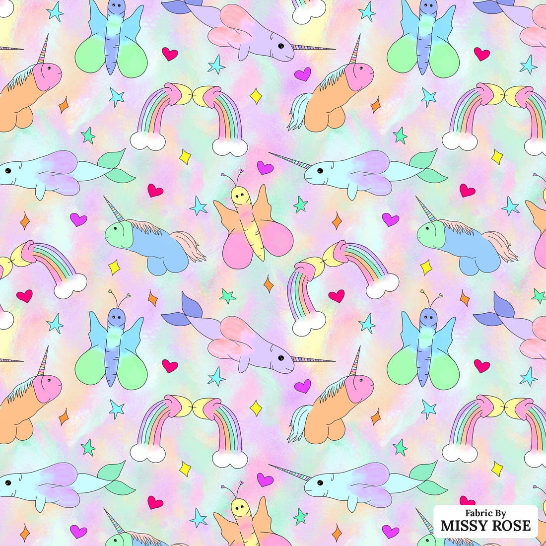 Profanity Fabric 410 - flat view of the print, zoom in for detail | Fabric by Missy Rose