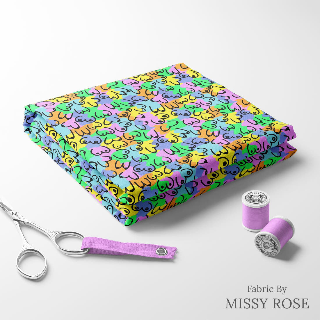 Profanity Fabric 411 folded fabric stack with matching thread - pre-order fabric Australia | Fabric by Missy Rose