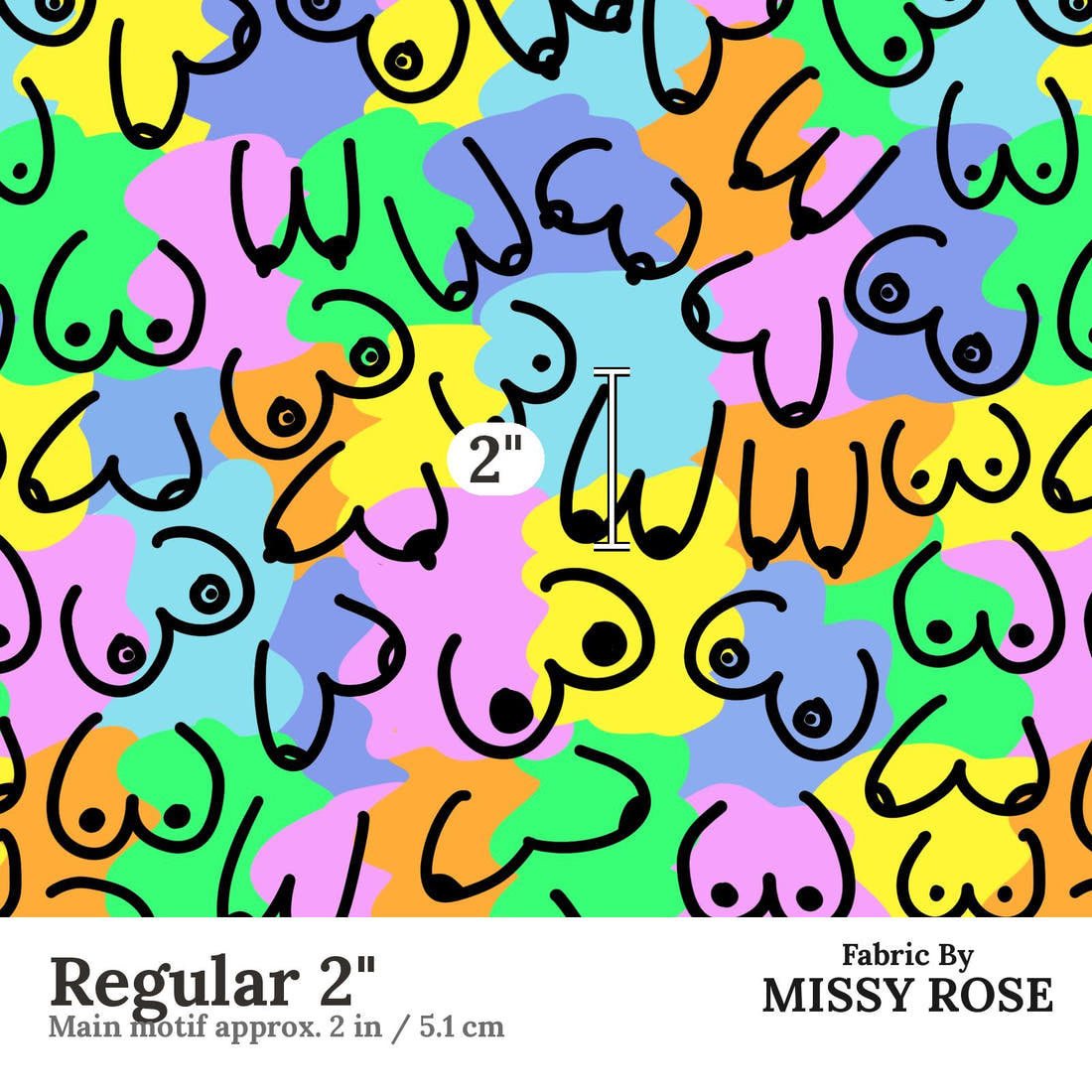 Profanity Fabric 411 Regular 2 inch print scale guide | Fabric by Missy Rose