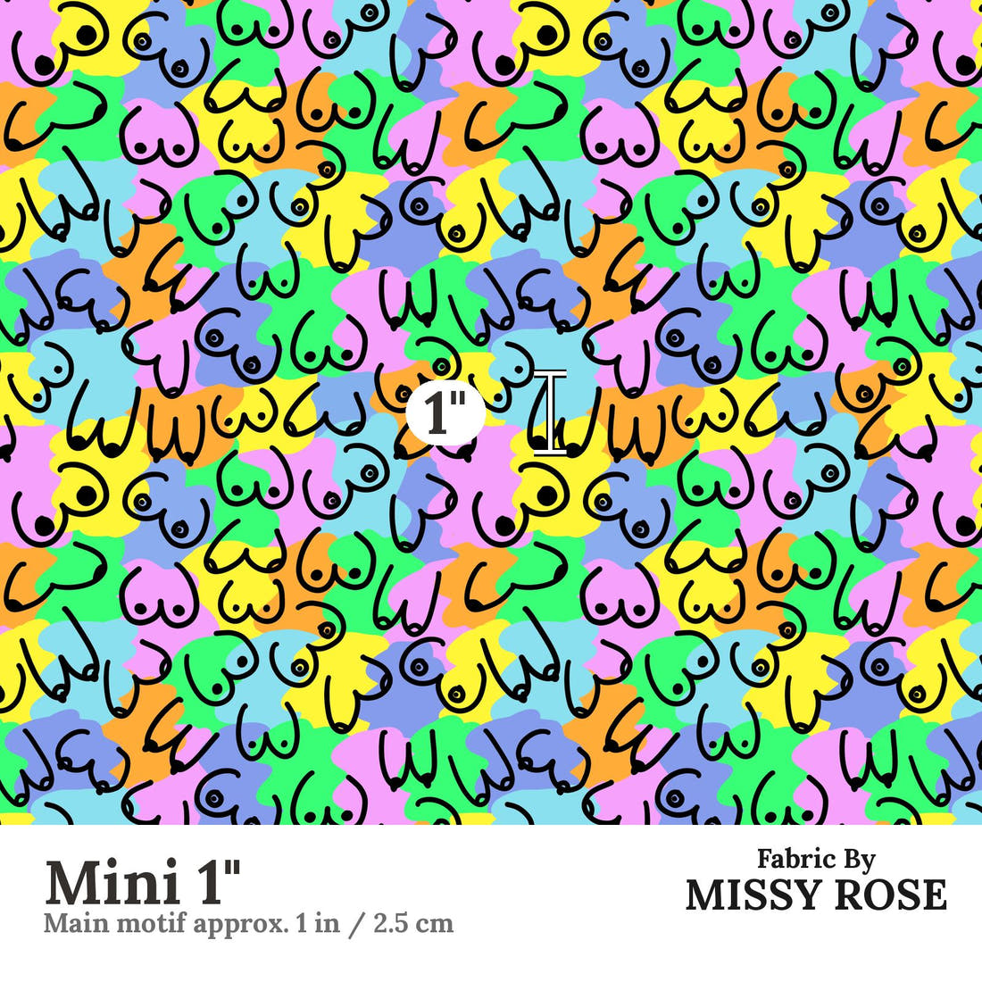 Profanity Fabric 411 Mini 1 inch print scale guide | Fabric by Missy Rose