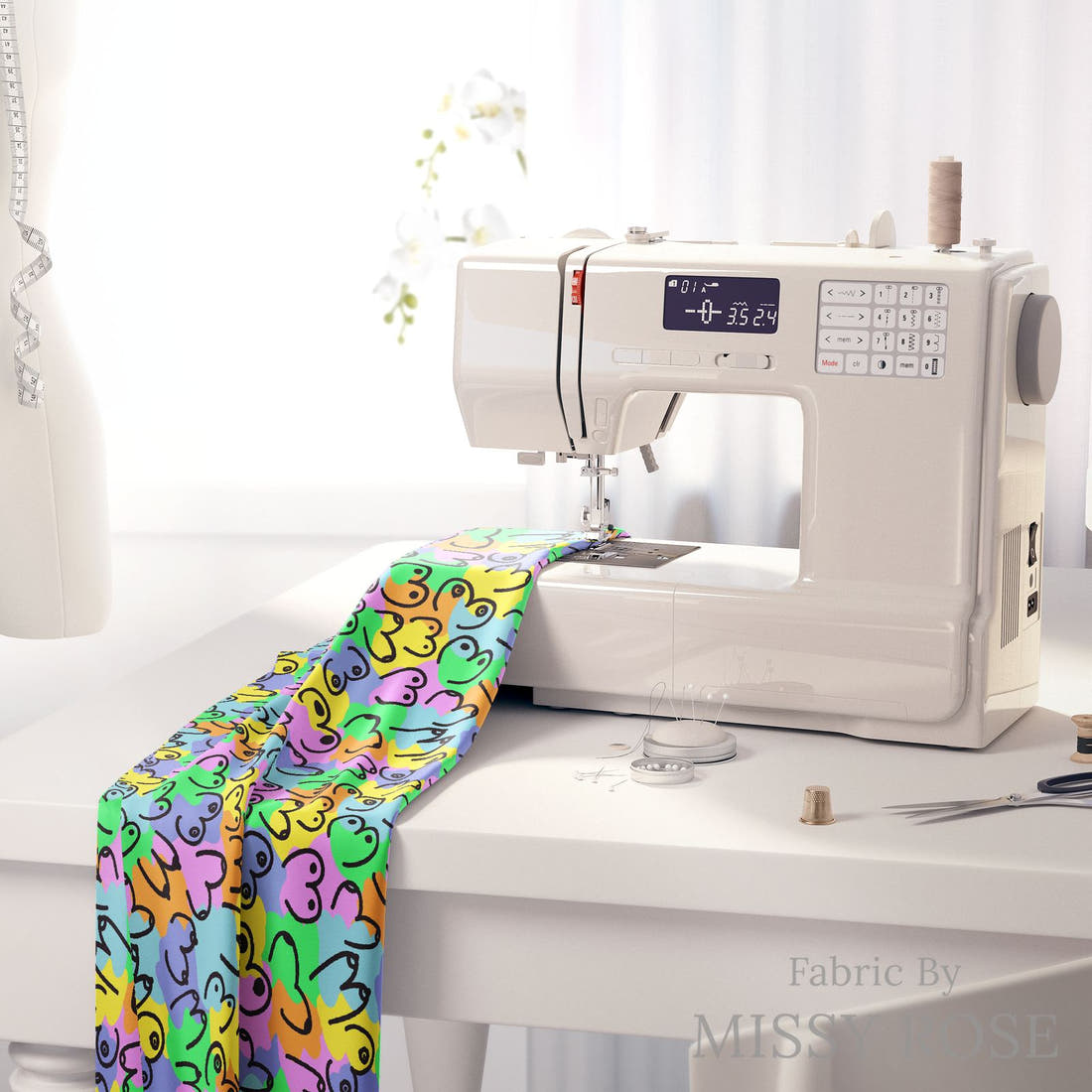 Profanity Fabric 411 on a sewing machine - premium fabric for sewing projects | Fabric by Missy Rose