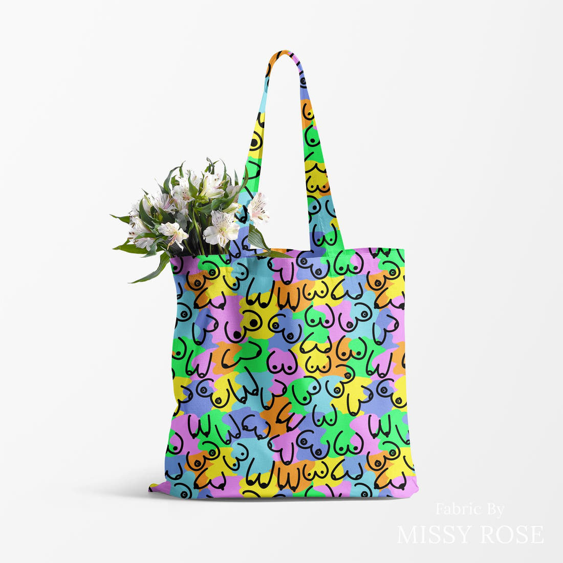 Profanity Fabric 411 made up as a tote bag - see how the print looks made up | Fabric by Missy Rose