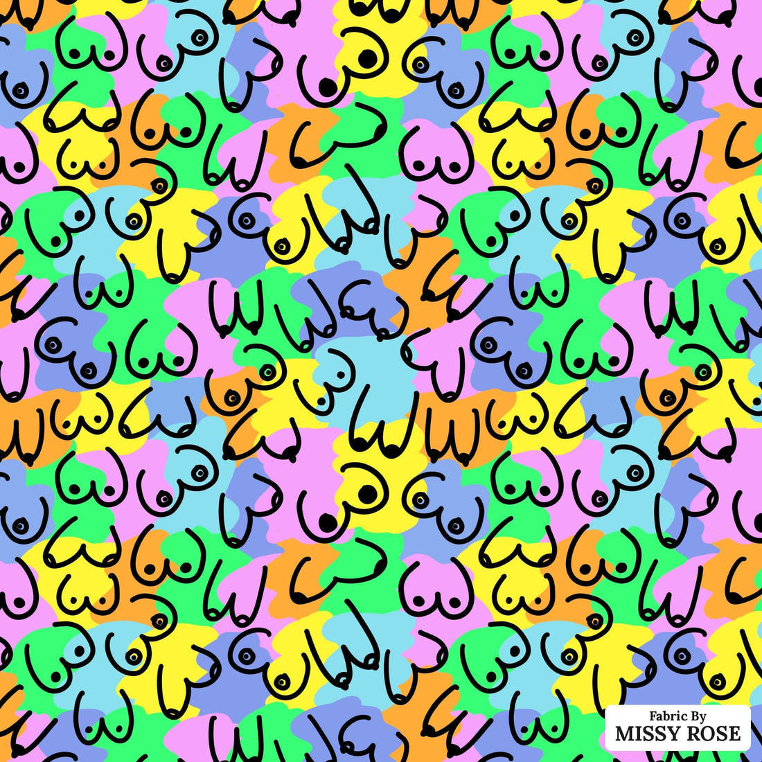 Profanity Fabric 411 - flat view of the print, zoom in for detail | Fabric by Missy Rose