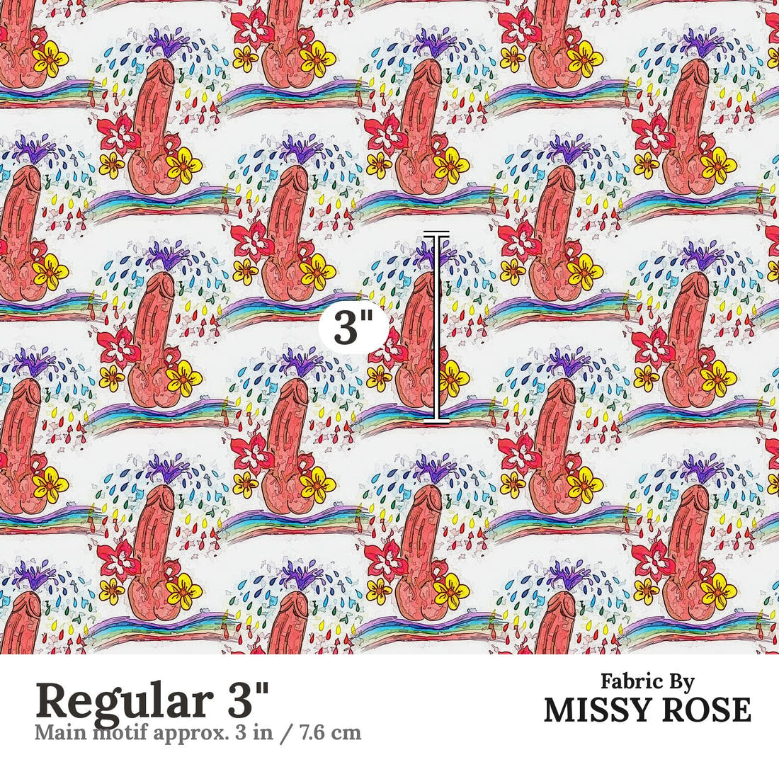 Profanity Fabric 412 Regular 3 inch print scale guide | Fabric by Missy Rose