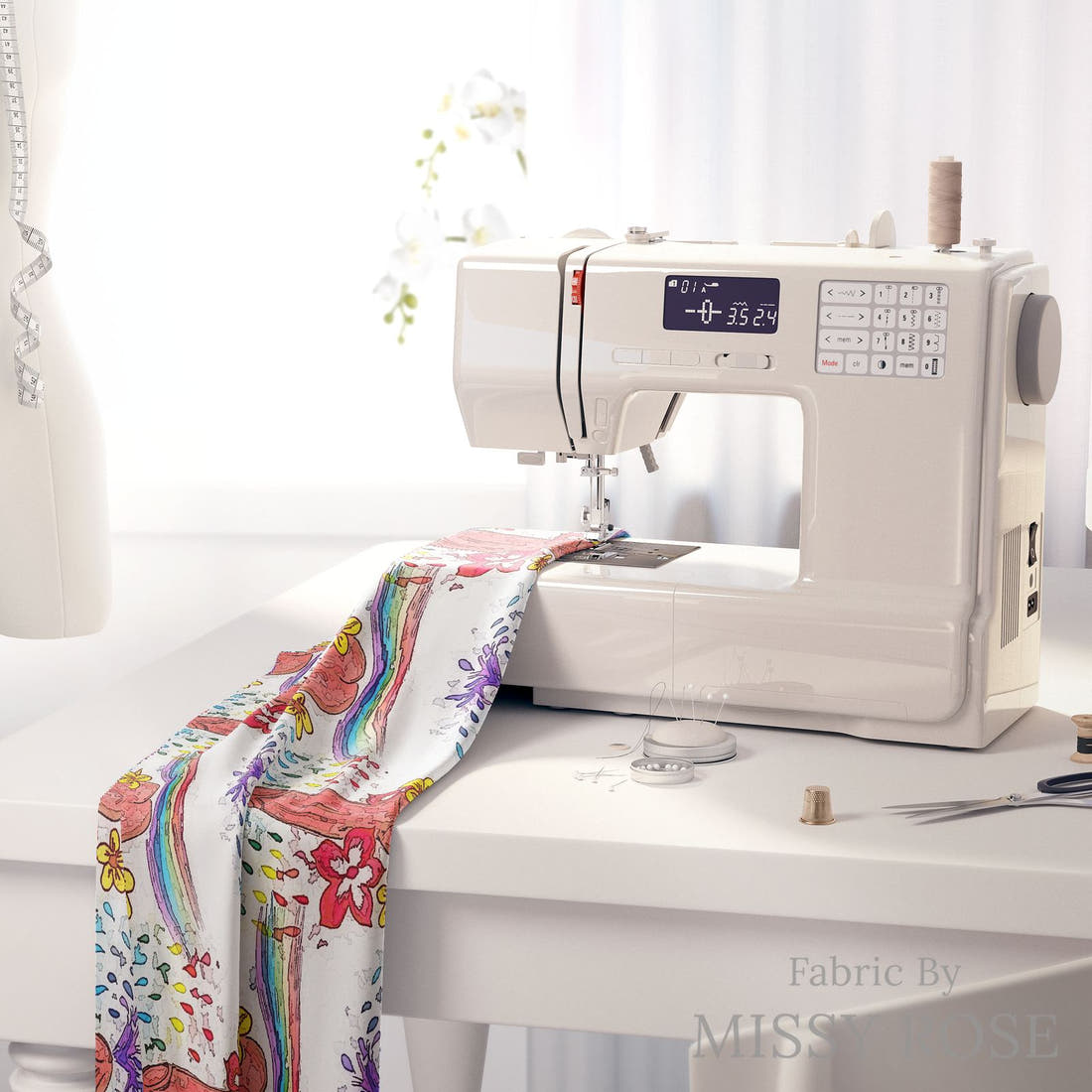 Profanity Fabric 412 on a sewing machine - premium fabric for sewing projects | Fabric by Missy Rose
