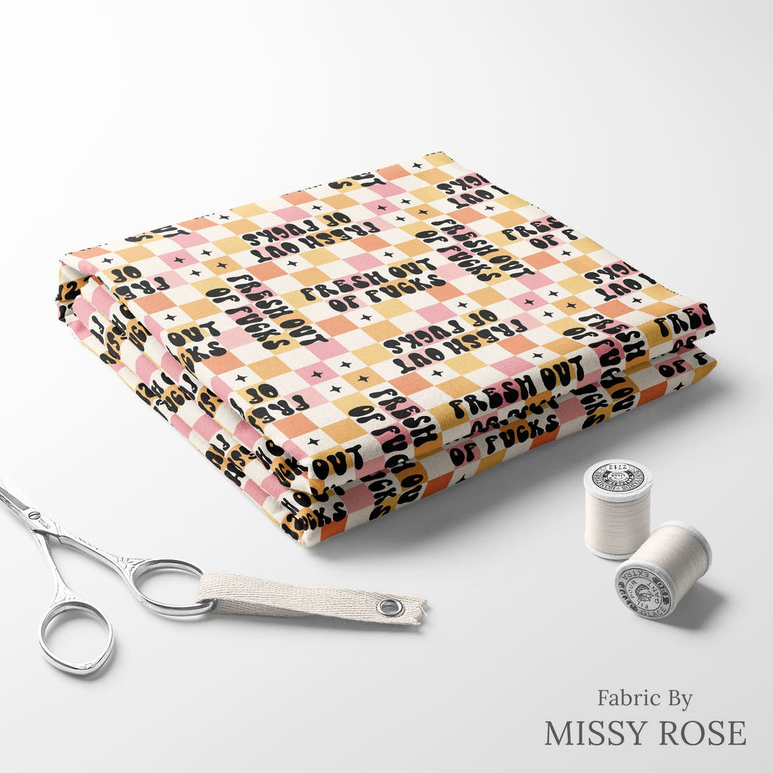 Profanity Fabric 416 folded fabric stack with matching thread - pre-order fabric Australia | Fabric by Missy Rose