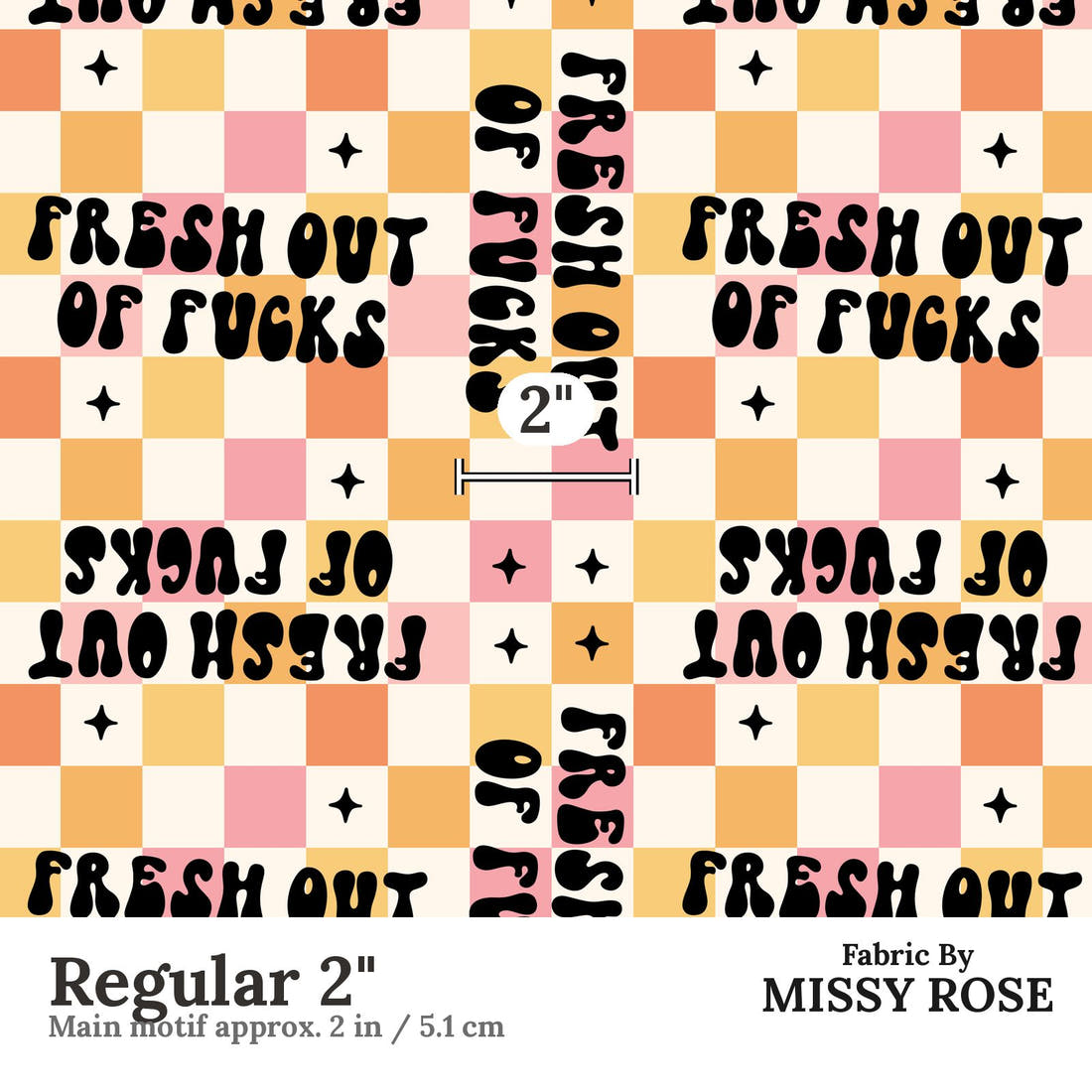 Profanity Fabric 416 Regular 2 inch print scale guide | Fabric by Missy Rose