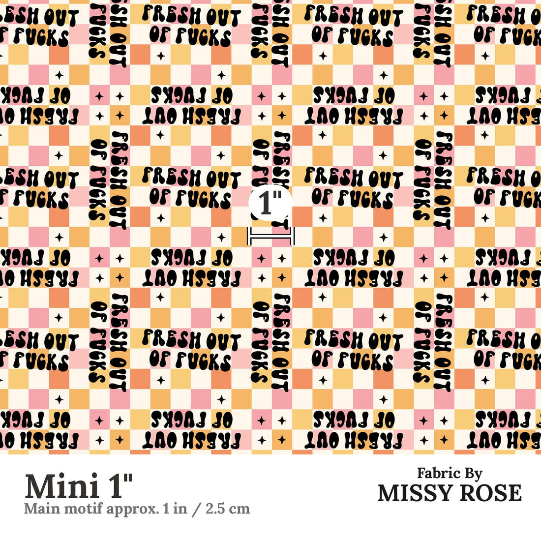 Profanity Fabric 416 Mini 1 inch print scale guide | Fabric by Missy Rose