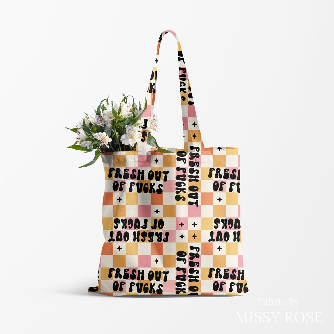 Profanity Fabric 416 made up as a tote bag - see how the print looks made up | Fabric by Missy Rose