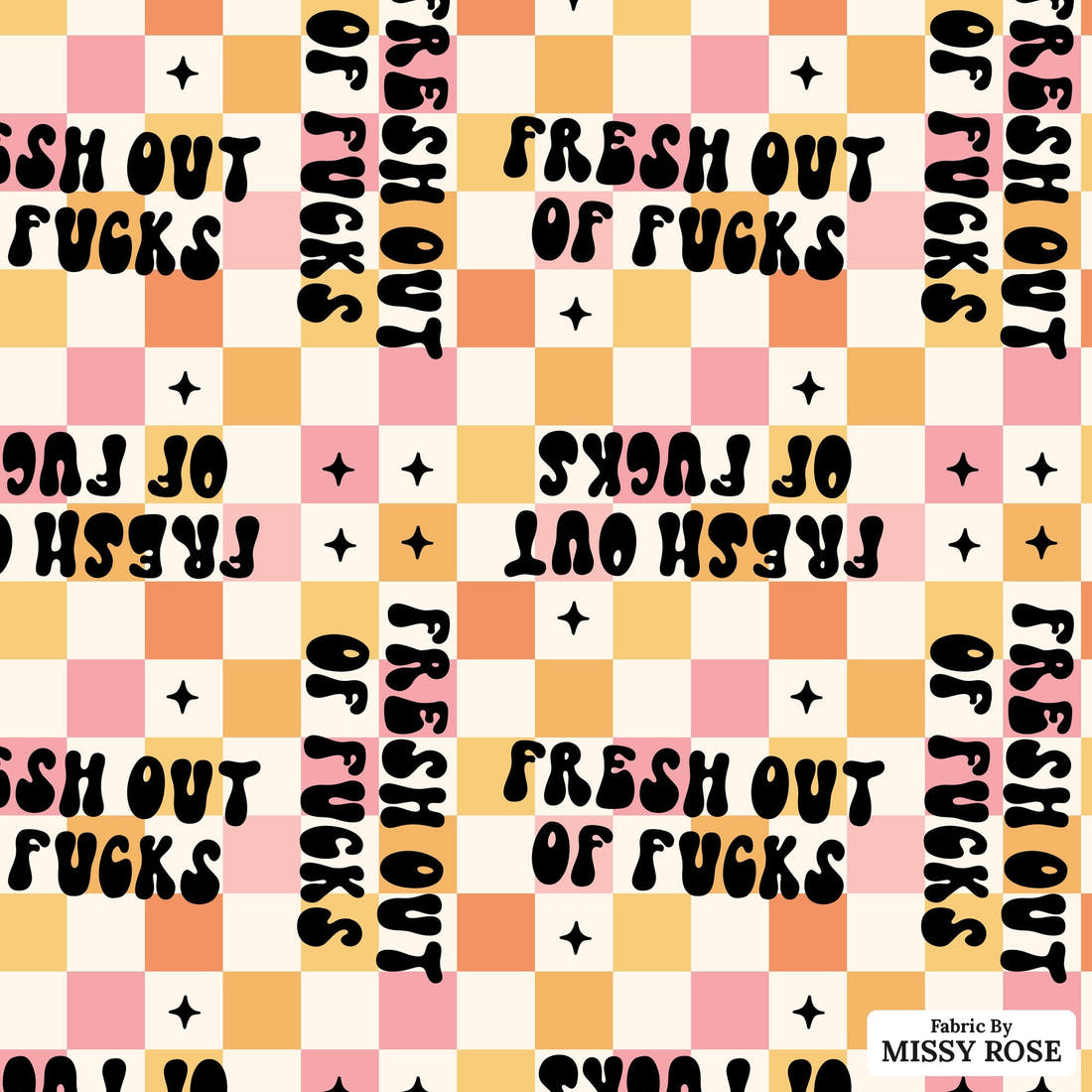 Profanity Fabric 416 - flat view of the print, zoom in for detail | Fabric by Missy Rose