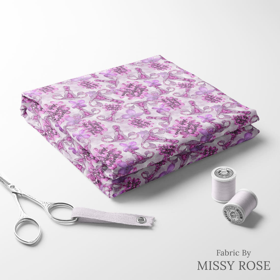Profanity Fabric 417 folded fabric stack with matching thread - pre-order fabric Australia | Fabric by Missy Rose