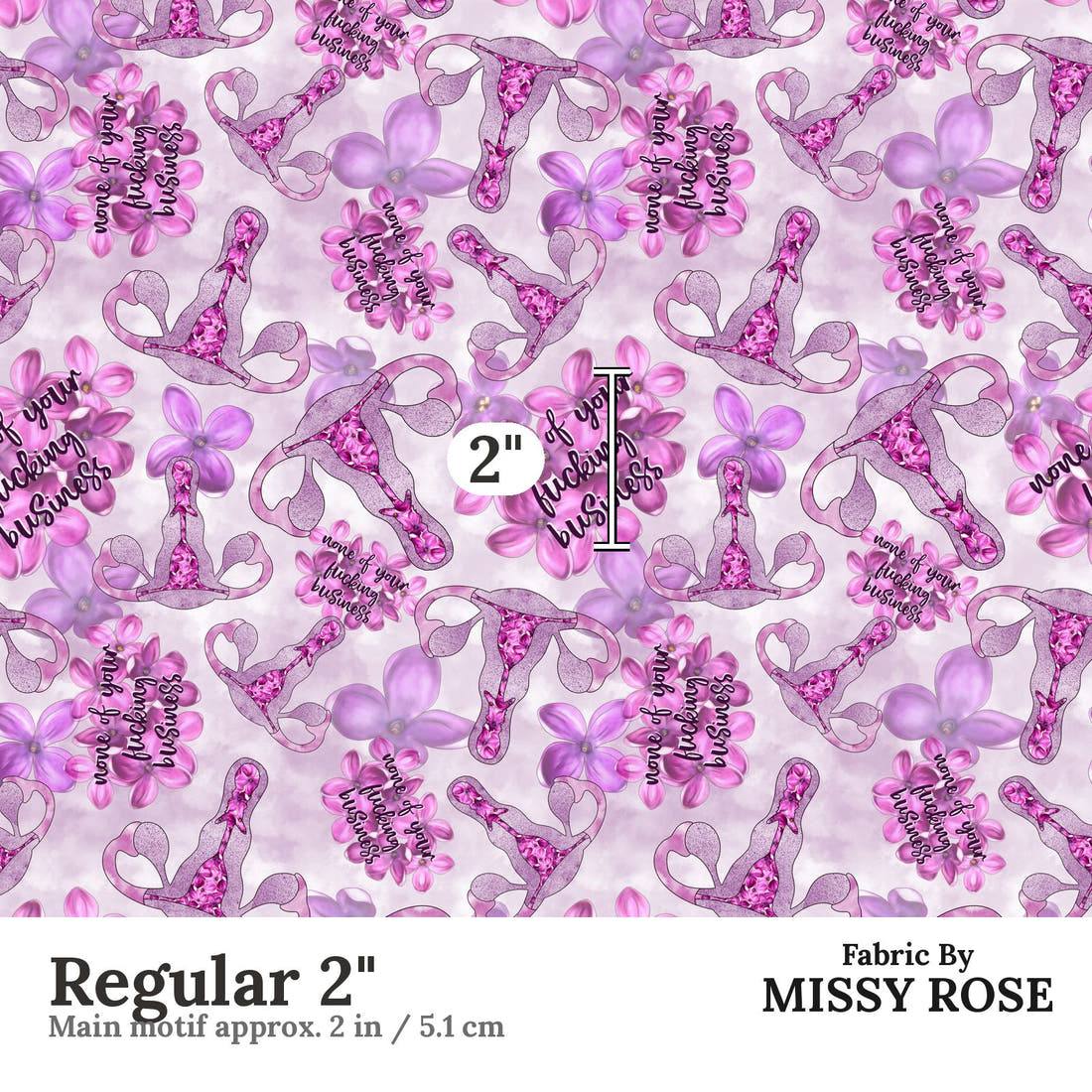 Profanity Fabric 417 Regular 2 inch print scale guide | Fabric by Missy Rose