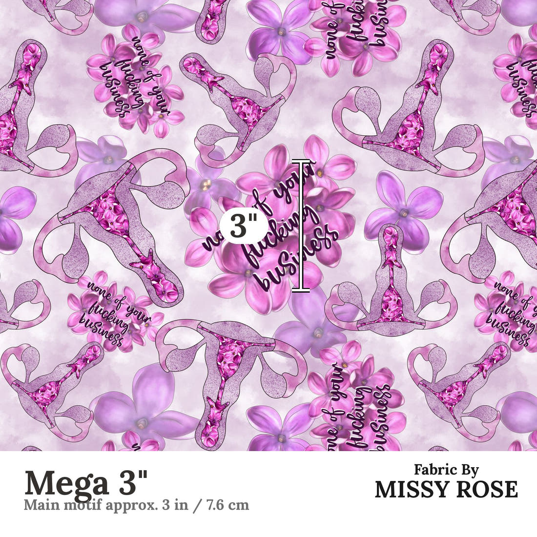 Profanity Fabric 417 Mega 3 inch print scale guide | Fabric by Missy Rose