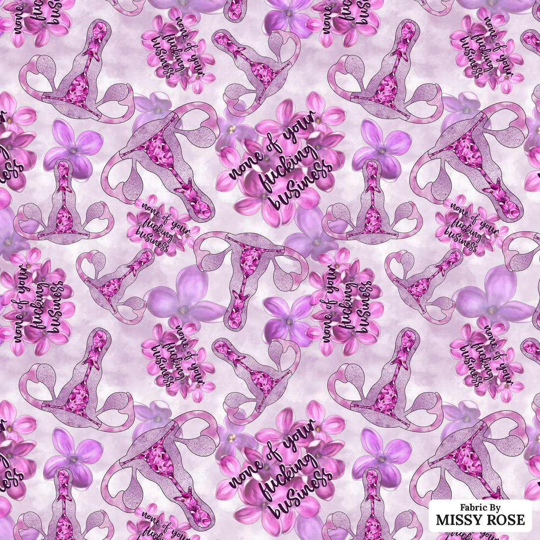 Profanity Fabric 417 - flat view of the print, zoom in for detail | Fabric by Missy Rose